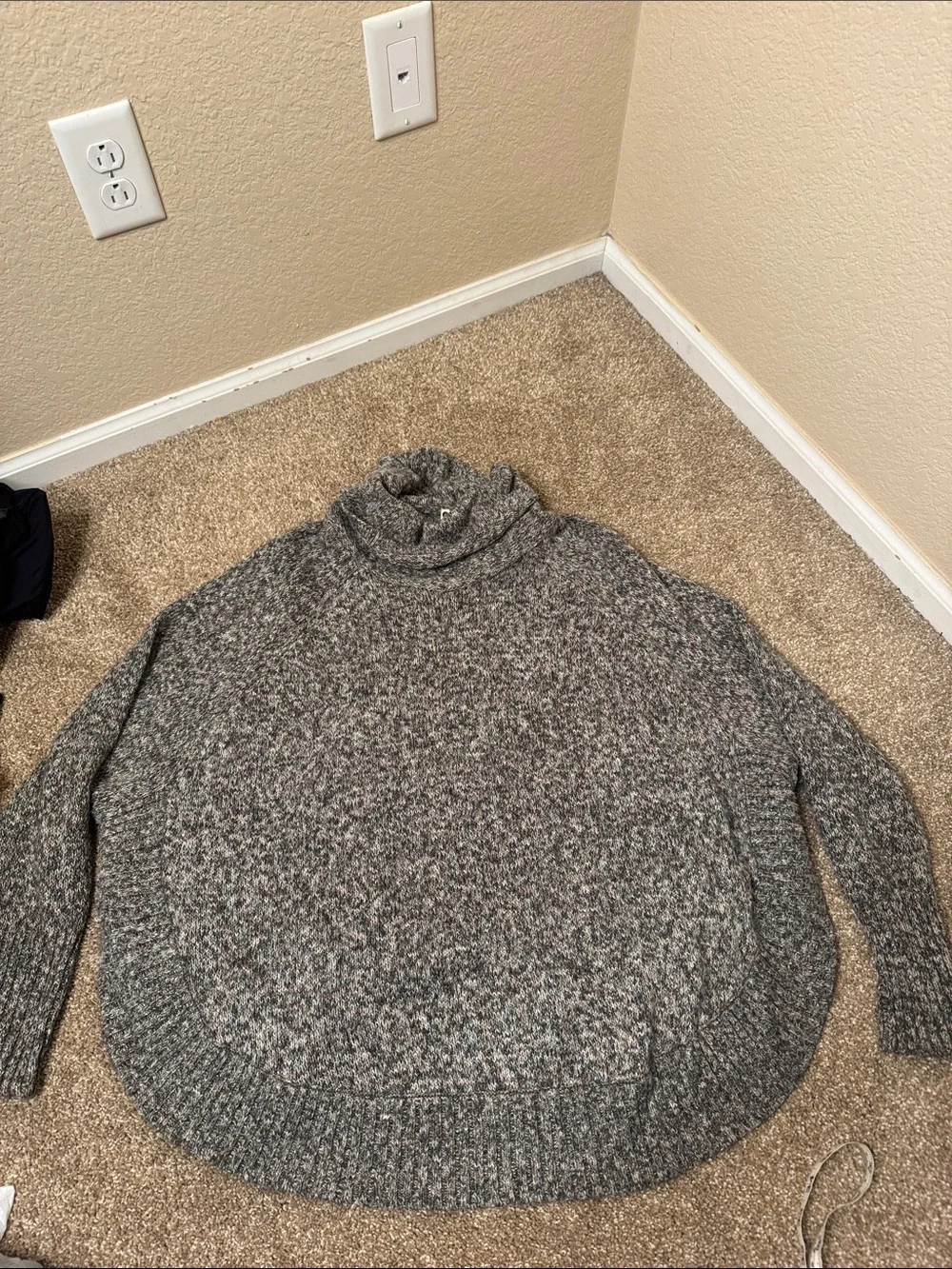 Leo & Nicole Cozy Gray Marled Turtleneck Sweater chunky knit SZ LG slouchy fit